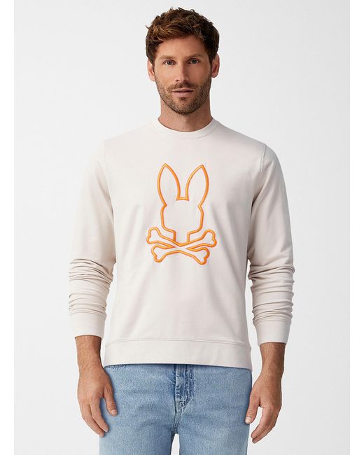 Psycho Bunny White Embroidered Logo Floyd Sweatshirt for men