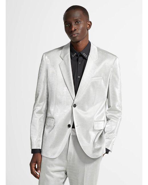 HUGO White Gleaming Silver Jacket Slim Fit for men