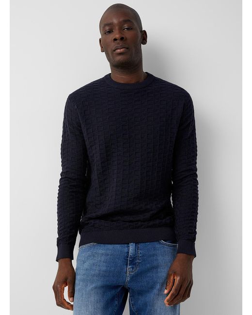 Only & Sons Blue Geo Jacquard Sweater for men