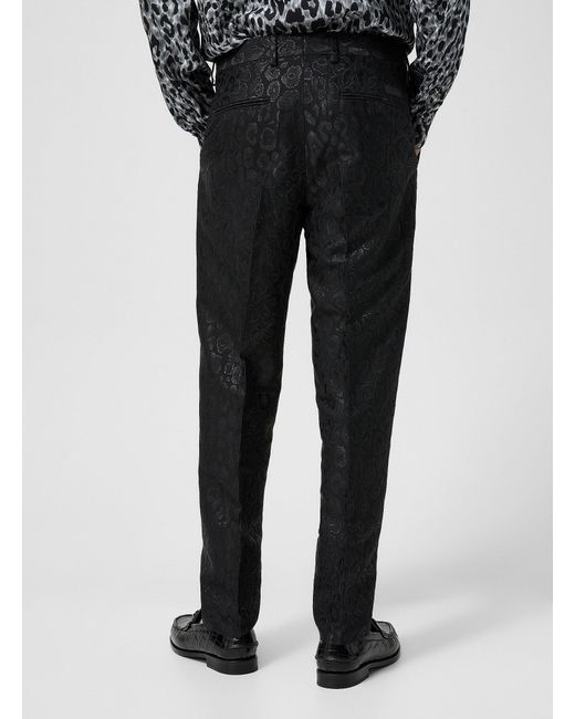 Versace Black Leopard Print Jacquard Pant for men
