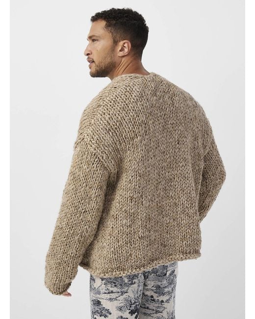 Le 31 Chunky Knit Cardigan Imported From Seoul in Gray for Men Lyst