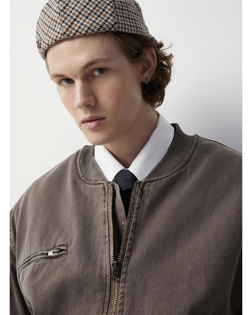 Djab Faded Brown Denim Bomber Jacket Imported From Seoul in Gray for ...