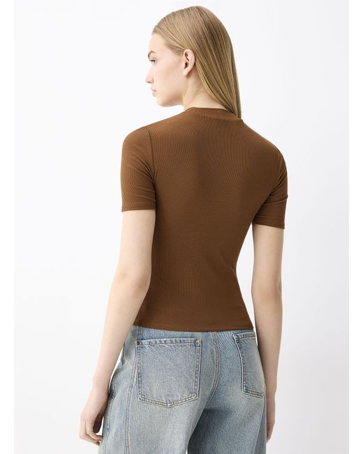 Twik Brown Fine Ribbing Mock