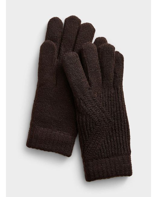 Simon's Black Geo Ribbed Gloves