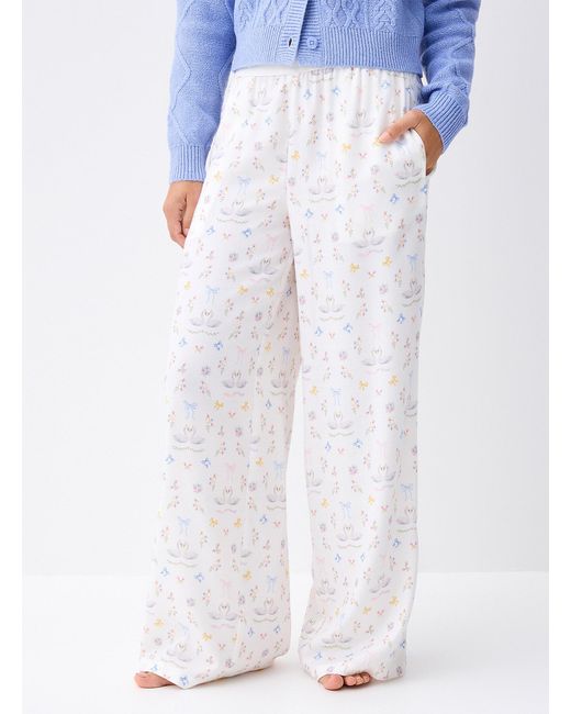 Miiyu Gray Cute Print Soft Flannel Lounge Pant