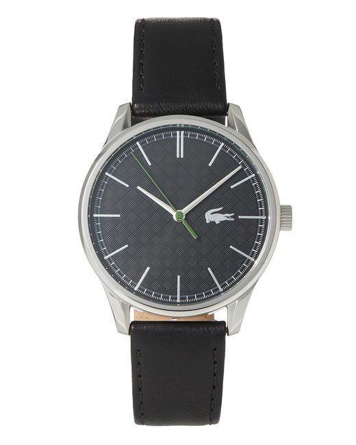 Lacoste Leather Deauville Watch in Black for Men - Lyst