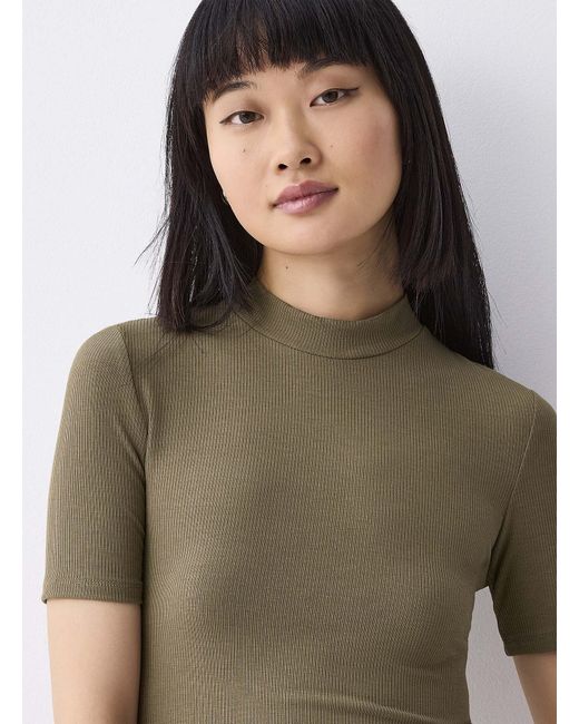 Twik Green Fine Ribbing Mock