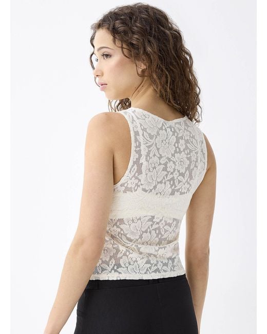 Motel White Floral Lace Cami
