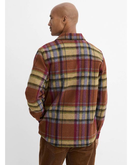 Le 31 Brown Check Felt Overshirt for men