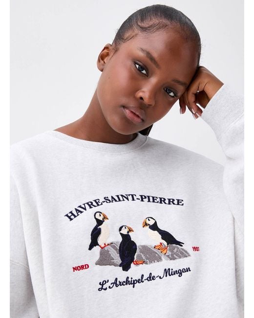 Twik White Destination Oversized Fleece Sweatshirt