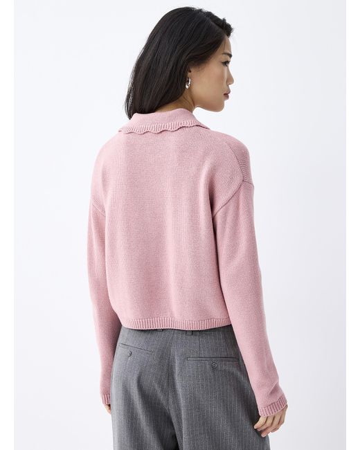 Twik Pink Peter Pan Collar Button