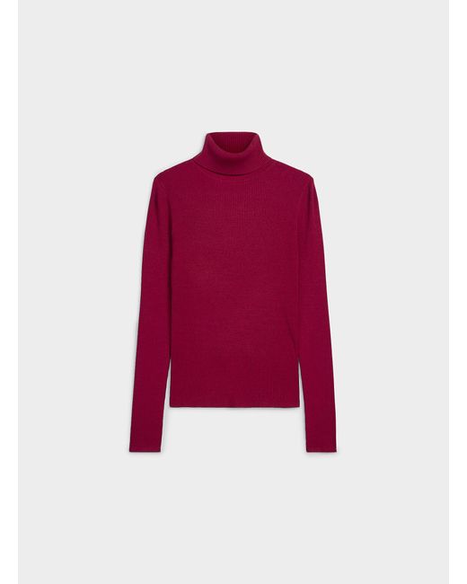 Contemporaine Red Ribbed Turtleneck Sweater