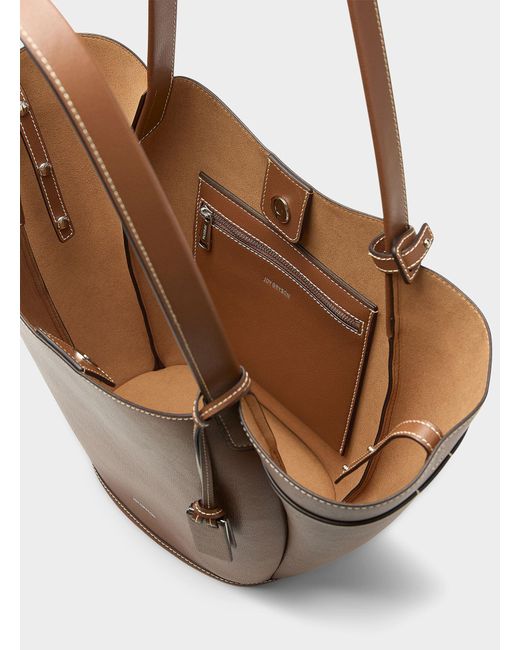 Joy Gryson Vase Rounded Lines Leather Tote Bag in Brown | Lyst Canada