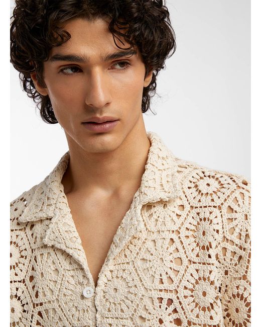 Che Studios Natural Medallion Crochet Shirt for men