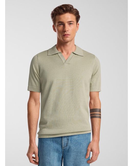 Le 31 Green Heathered Knit Polo for men