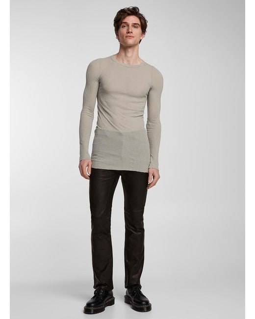 Rick Owens Gray Jim Tapered Leather Pant for men