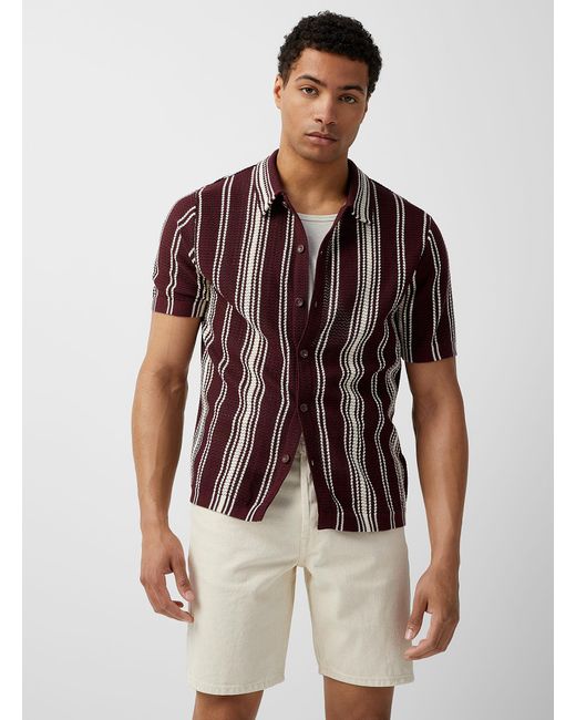 Le 31 Brown Pointelle Knit Shirt for men