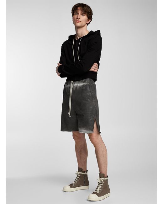 Rick Owens Black Faded Accents Waxed Fabric Bermuda Short for men