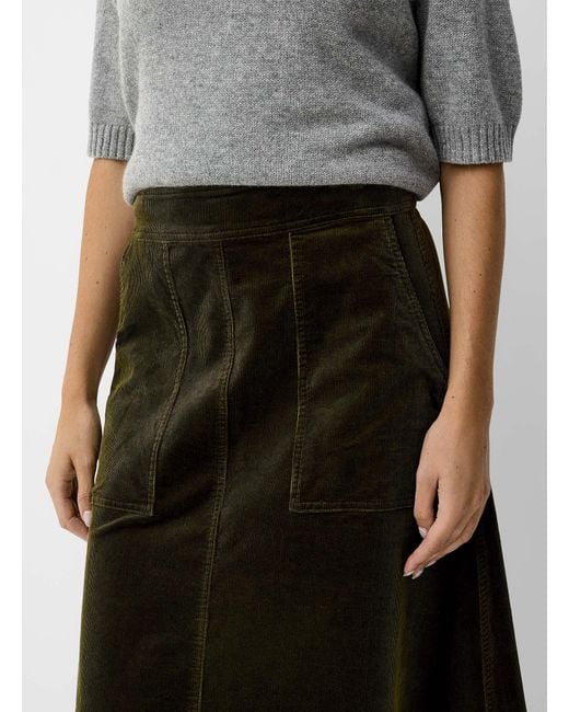 Contemporaine White Flared Corduroy Skirt