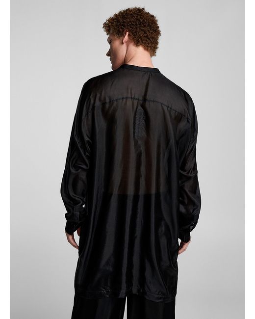 Rick Owens Black Larry Minimal Pure Silk Shirt for men