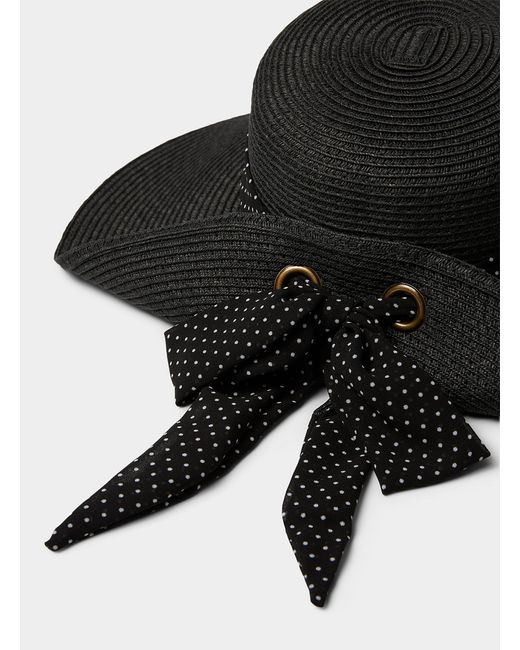 Nine West Black Rolled Brim Straw Hat