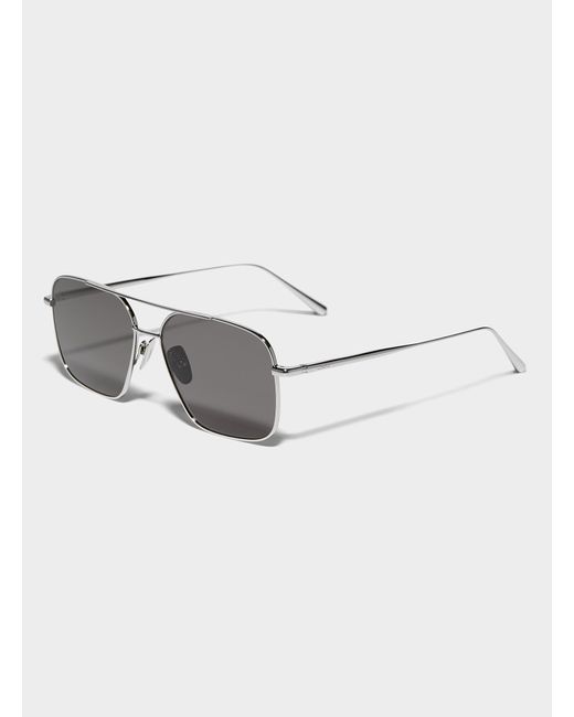 Chimi Gray Rectangular Aviator Sunglasses