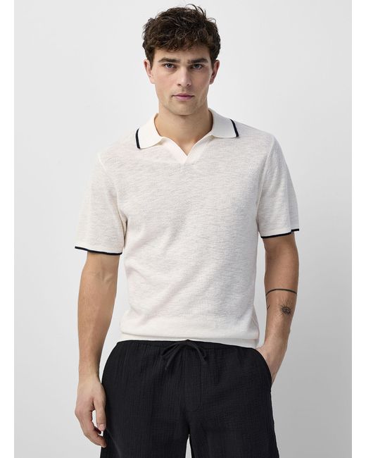 Le 31 White Lightweight Knit Johnny for men