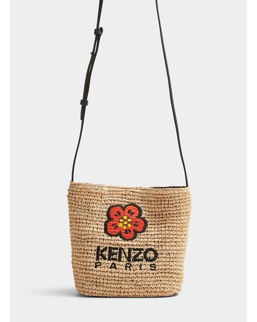 KENZO Boke Raffia Shoulder Bag in White Lyst