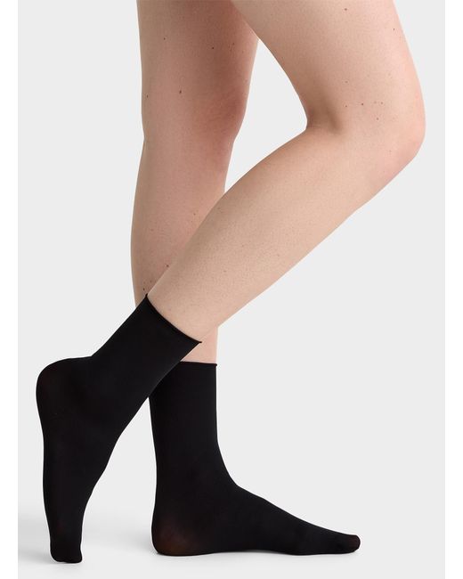Simon's Black Solid And Dotted Ankle Socks 2