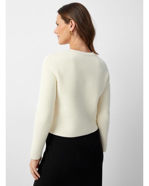 Theory White Wool And Cashmere Cropped Cardigan