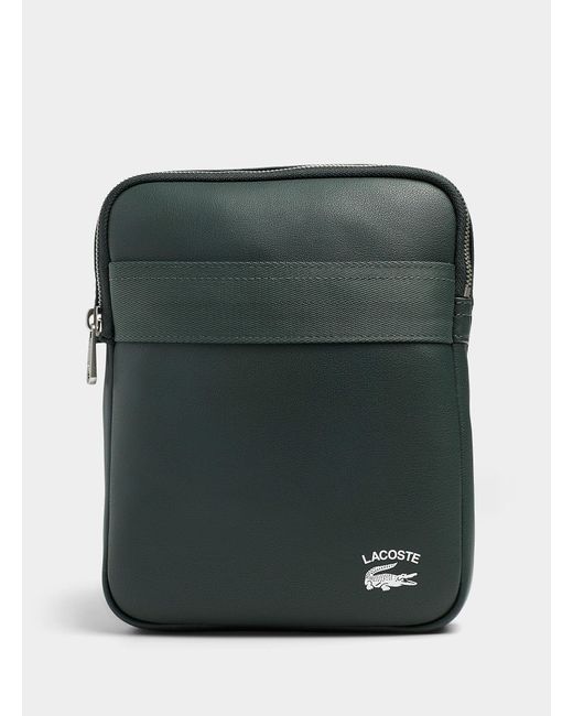 Lacoste Signature Green Leather Shoulder Bag for Men Lyst