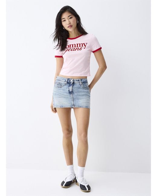 Tommy Hilfiger Blue Whitewashed Denim Miniskirt