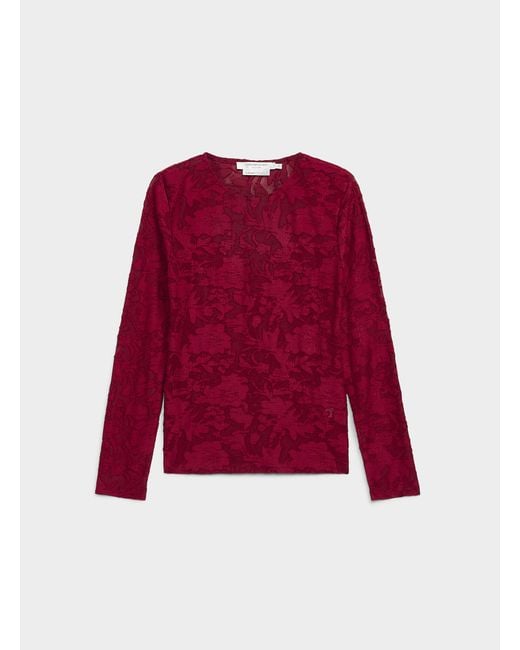 Contemporaine Red Flower Garden Dévoré Jersey T