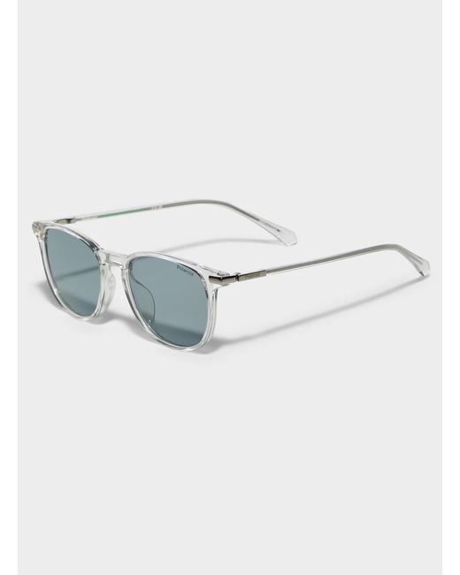 Polaroid Blue Translucent Rounded Sunglasses for men
