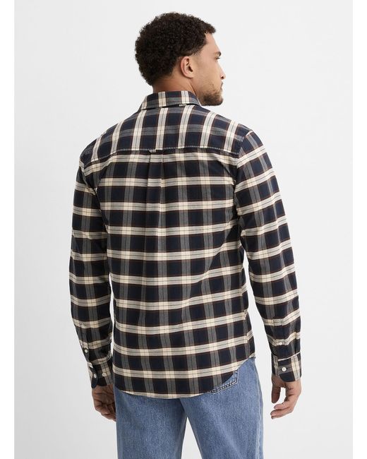 Le 31 Blue Plaid Oxford Shirt Comfort Fit for men