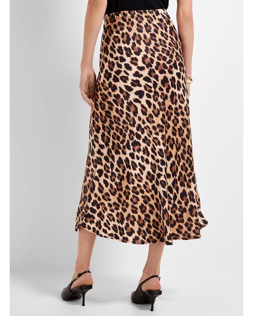 Contemporaine Brown Silky Leopard Midi Skirt
