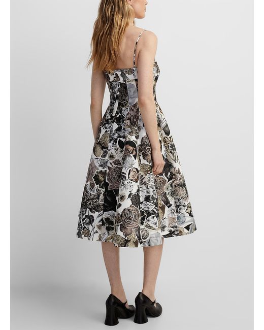 Marni White Floral Tapestry Flared Dress