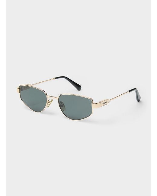 Quay Blue Hit Single Narrow Angular Sunglasses