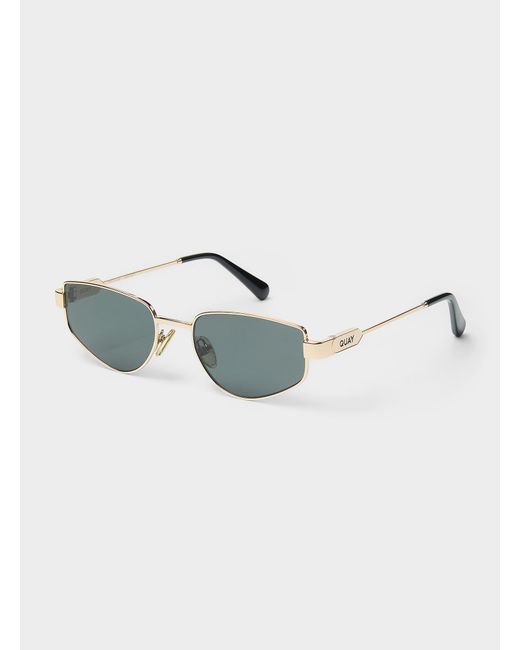 Quay Blue Hit Single Narrow Angular Sunglasses