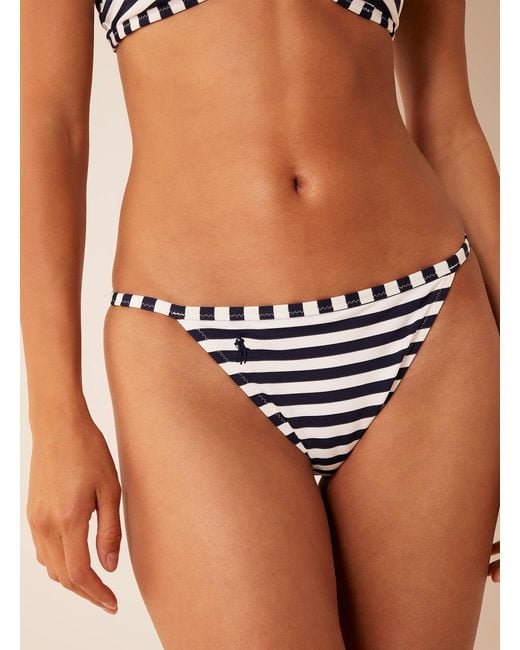 Polo Ralph Lauren Blue Striped Piqué Bikini Bottom