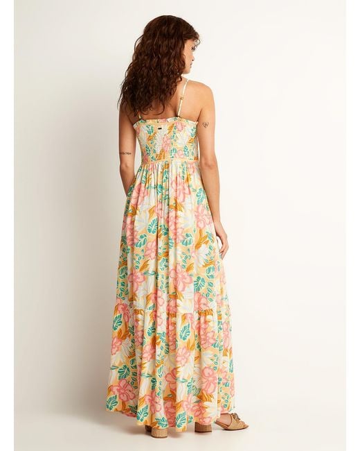 Rip Curl Natural Summer Flowers Maxi Smocked Dress
