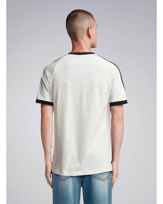 Adidas Gray 3-stripe Ringer T-shirt (men, White, Large) for men