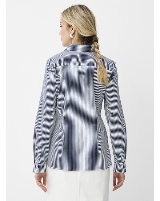 Contemporaine Blue Striped Stretch Poplin Shirt