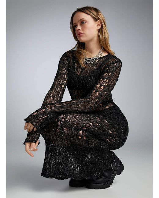 The Ragged Priest Black Sparkles Knit Maxi Dress