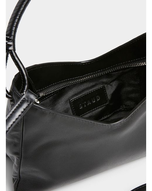 Staud Black Valerie V Cutout Leather Bag
