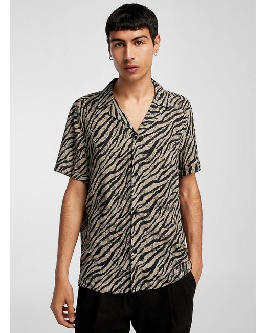 Drykorn Gray Zebra Camp Shirt for men