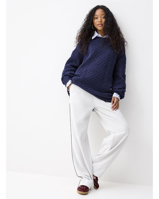 Twik Blue Mixed Textures Loose Sweater