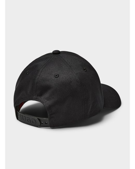 HUGO Black Embossed Embroidered Logo Monochrome Cap for men