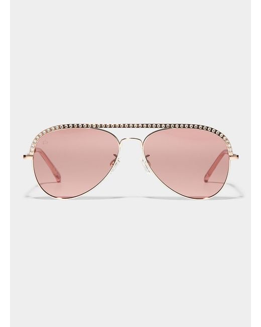 Privé Revaux Pink Flossy Aviator Sunglasses