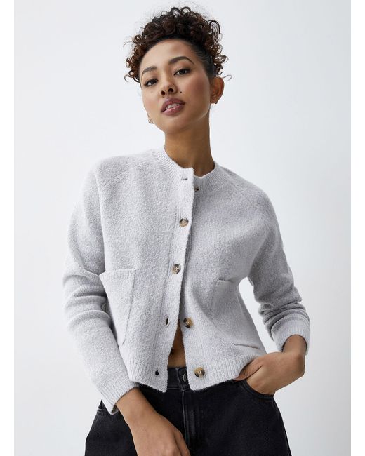 Twik Gray Two Patch Pockets Cardigan